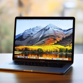 Modern Laptop Featuring Mountainous Landscape