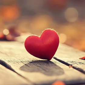 Red Heart on Wooden Planks