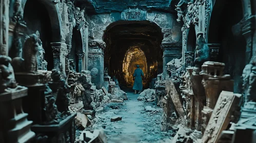 Ruined Tunnel with Person