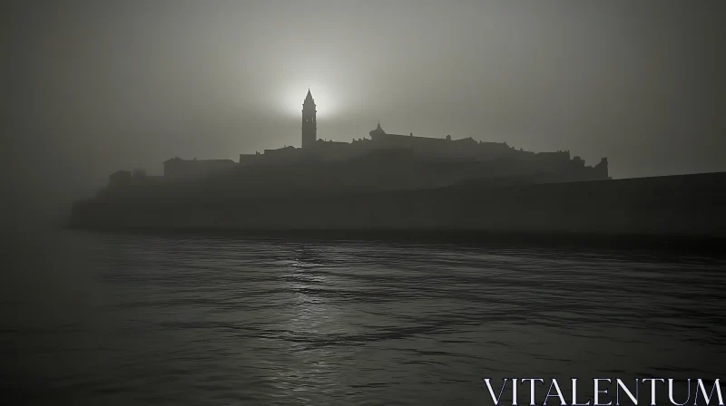 Foggy City View from the Sea