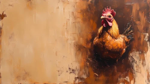 Impressionistic Chicken on Tan Background