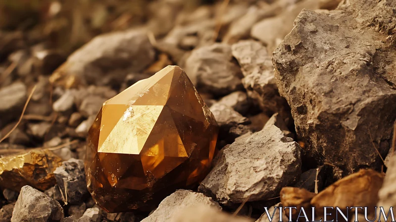 Gleaming Gemstone on Rocky Ground