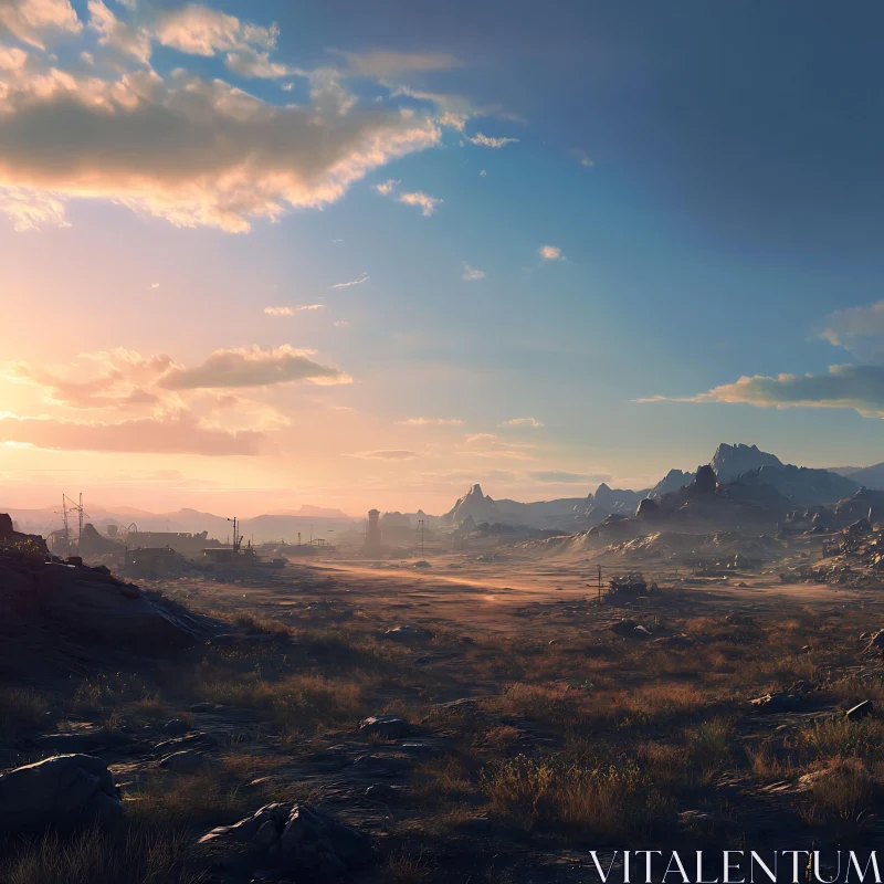 Pastel Sunset Over Mountainous Terrain