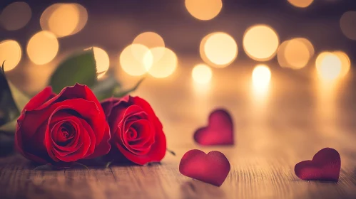 Red Roses with Heart Decorations