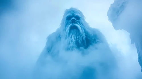 Snowy Yeti Emerging from the Mist