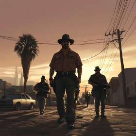 Guarded Streets: Armed Men on Patrol