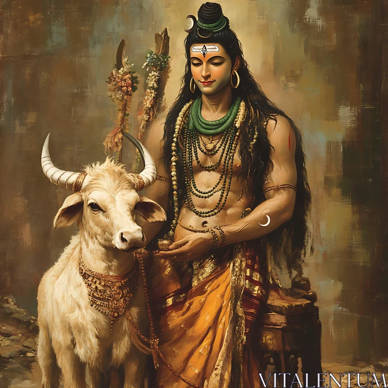 Serene Divinity: A Deity and Sacred Cow