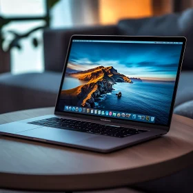 Sleek Laptop with Captivating Landscape on Screen