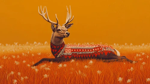 Resting Deer with Sweater