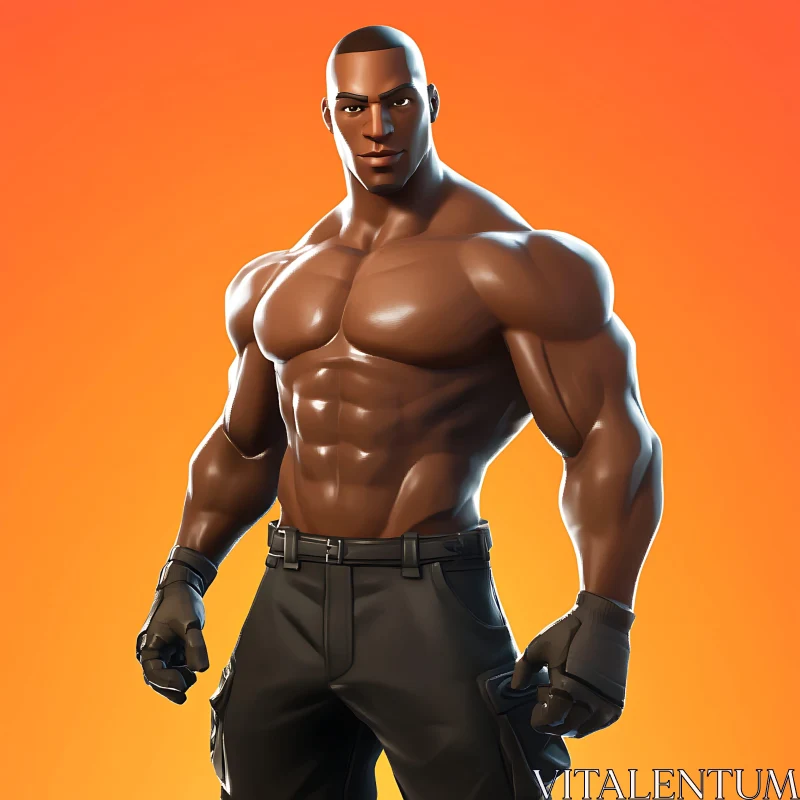 AI ART Muscular Man in Dark Pants