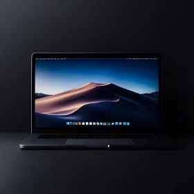 Elegant Laptop with Desert Scenery Display on Table