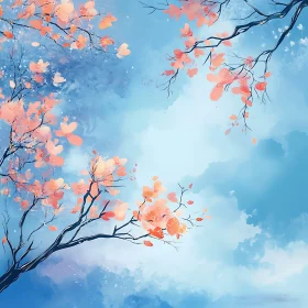Blossoming Branches on Sky Canvas