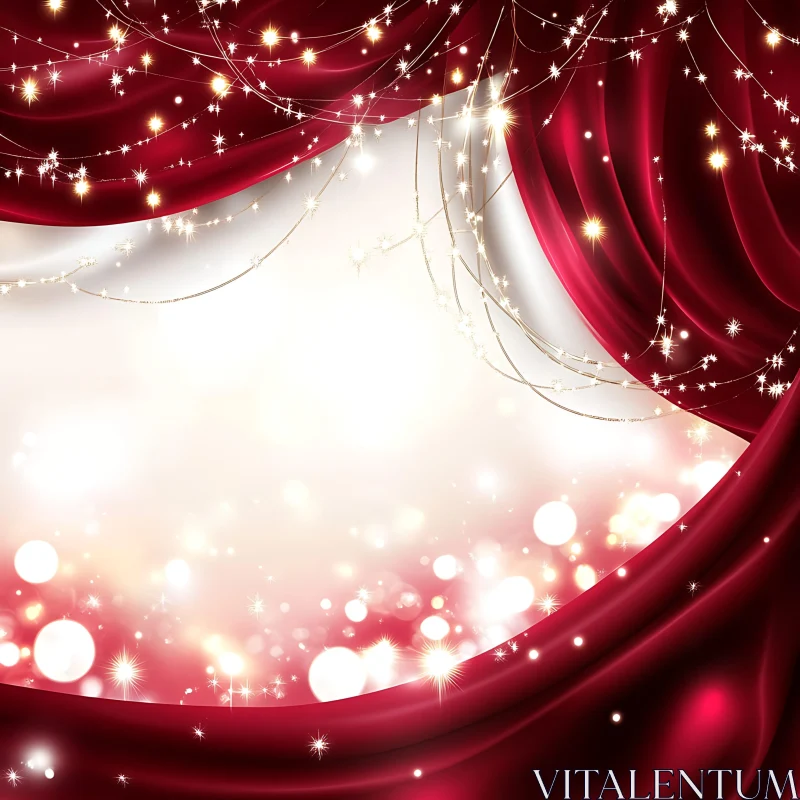 Festive Red Curtain and Lights