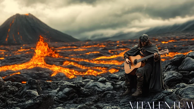 Volcanic Serenade: A Musician's Fiery Performance