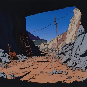 Desert Vista Through Cave Opening