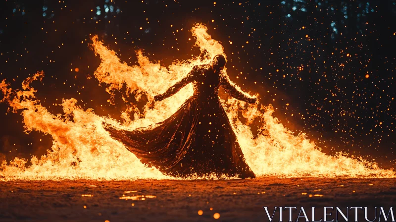 Silhouette in Fire Abstract