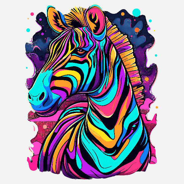 Vibrant Zebra Art for Clothing