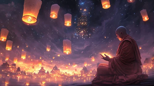 Peaceful Night Meditation with Lanterns