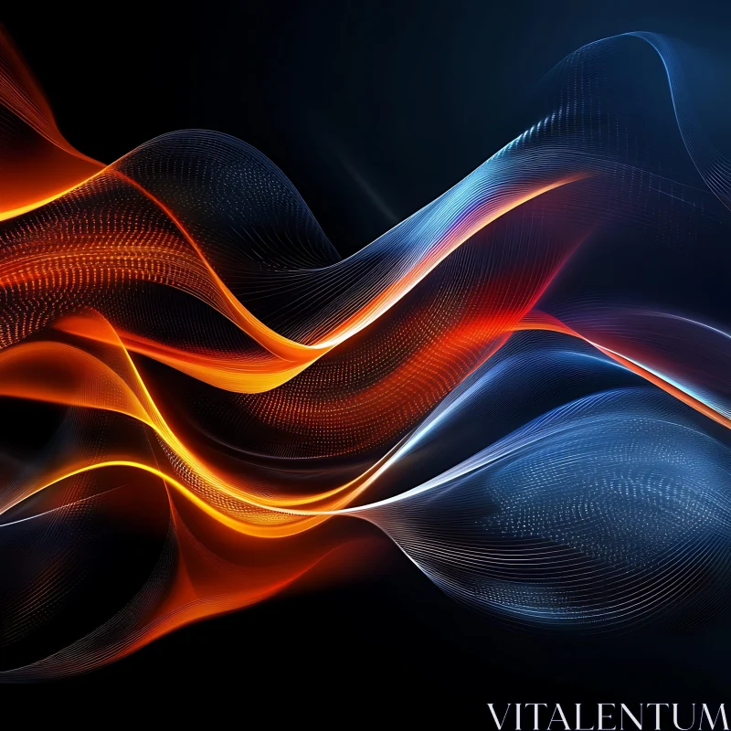 Flowing Abstract Light Waves Art