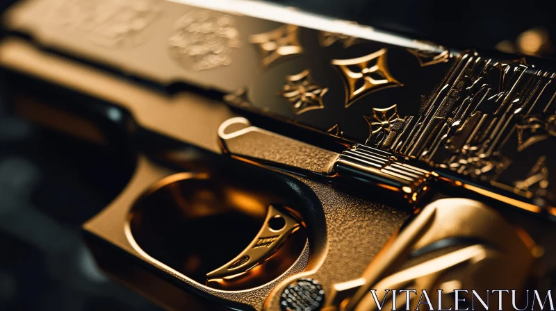 AI ART Ornate Gun with Gold Accents