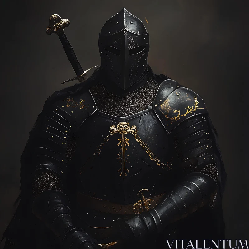 Armored Knight with Sword Illustration