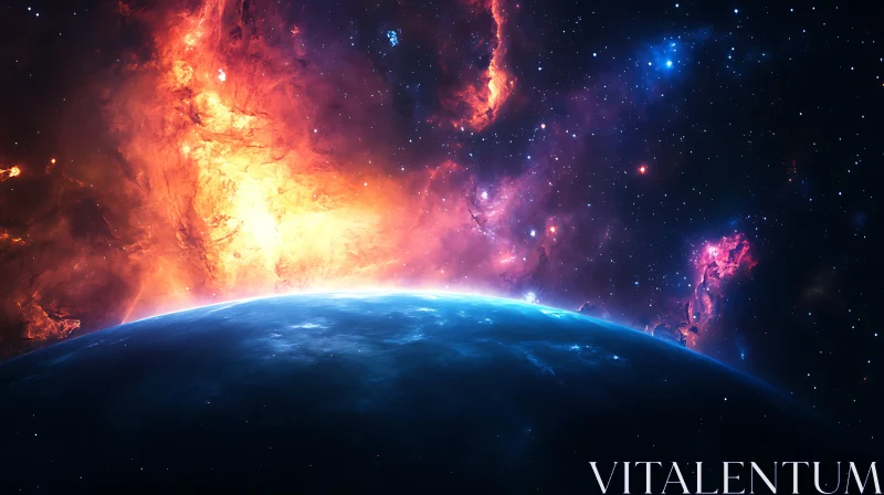 Celestial Planet with Nebula Overlays