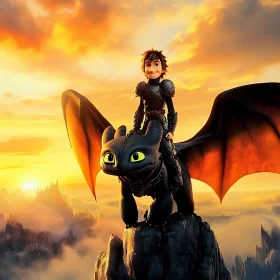 Dragon Rider at Sunset