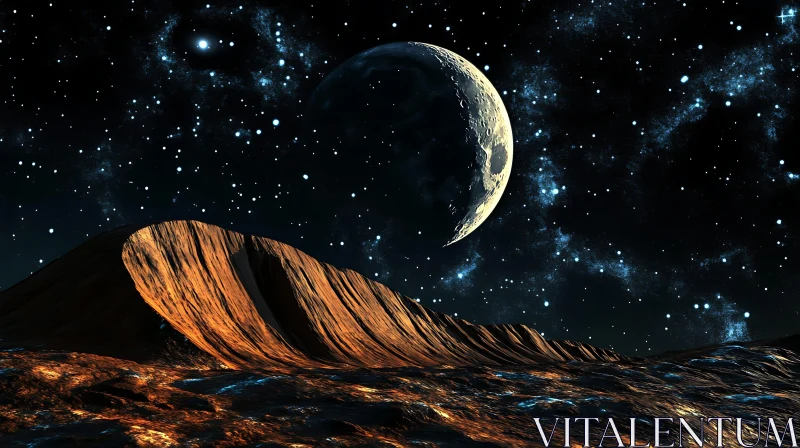 Cosmic Scene: Moon Over Strange Terrain