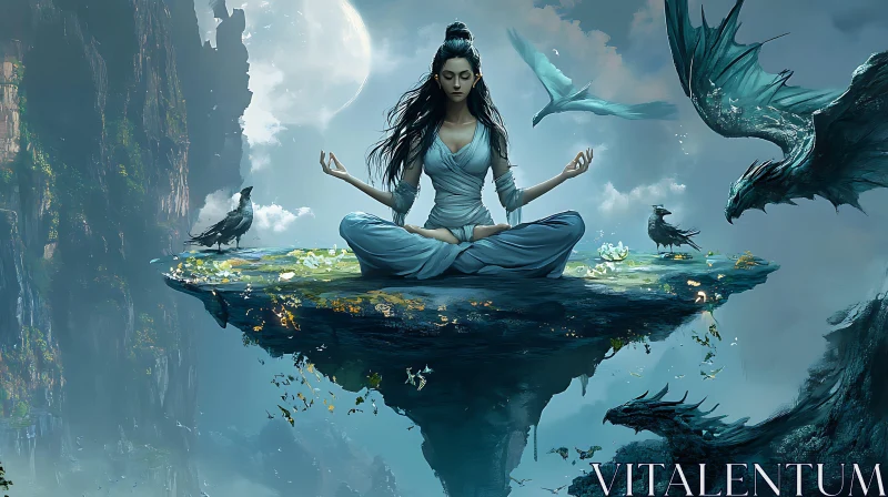 Floating Island Meditation with Mythical Beasts