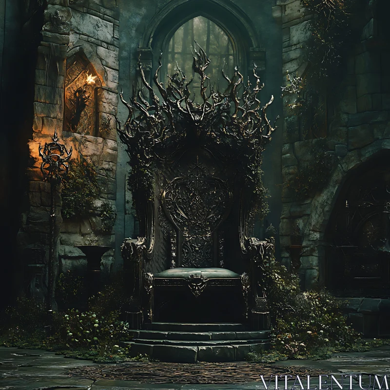 Ornate Throne in Stone Castle