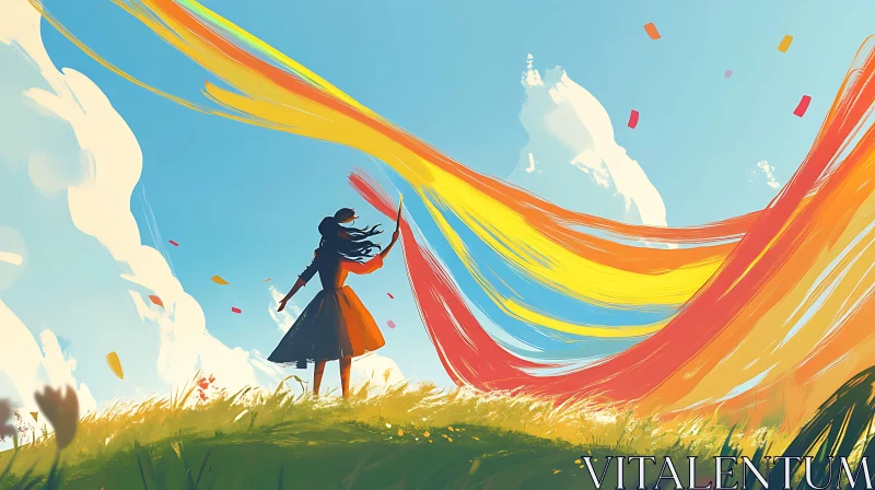 Girl Painting Sky Art