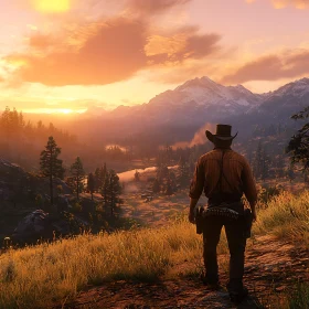 Western Cowboy at Sunset