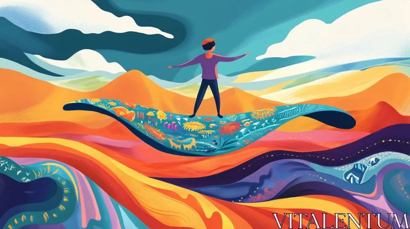 Surreal Journey on Floral Carpet