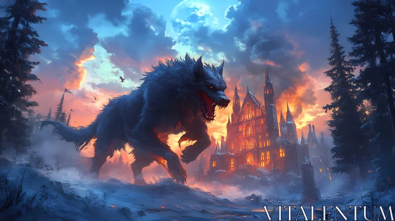 Monster Castle Under Moonlight
