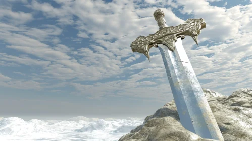 Enchanting Sword in Rock - A Captivating Fantasy Image