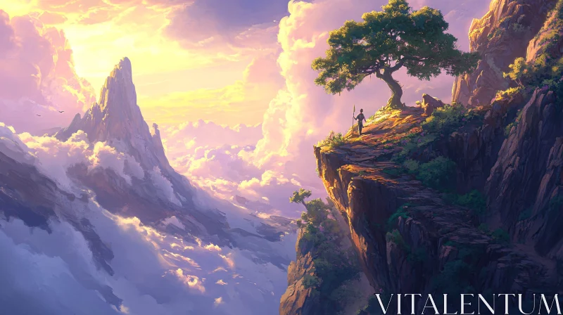 Scenic Mountain Landscape with Figure