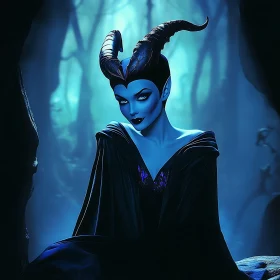 Mysterious Woman with Horns Portrait