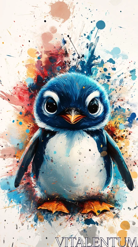 Playful Penguin Splash Illustration
