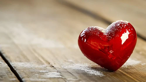 Heart on Wooden Surface - Love Concept