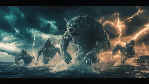 Sea Monster Emerges During Thunderstorm