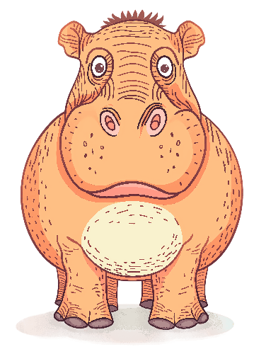 Friendly Cartoon Hippopotamus - Ideal Children's T-Shirt Design POD Design