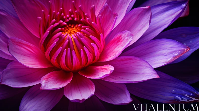 Purple Lotus Flower Illustration with Golden Ratio Composition AI Image