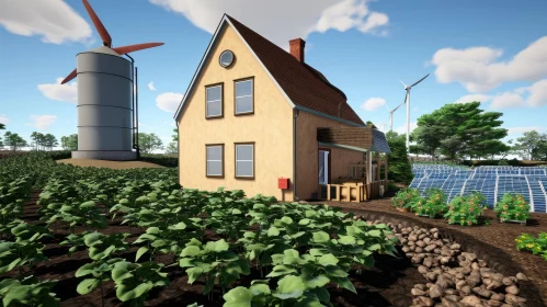 Sustainable Country House with Windmill and Vegetable Gardens