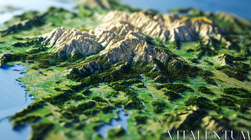 AI ART Aerial View of Mountainous Landscape