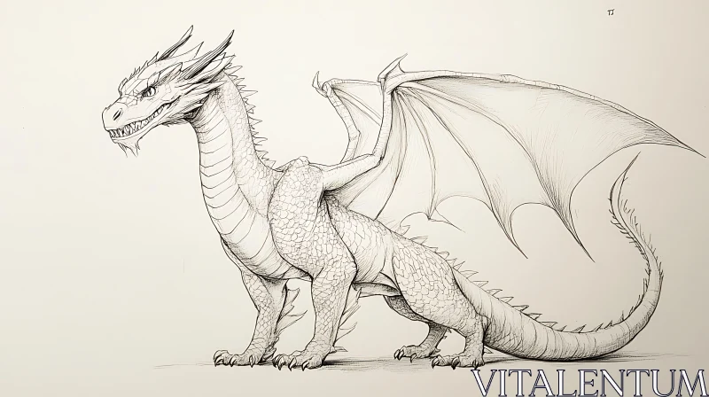 AI ART Detailed Dragon Sketch Artwork