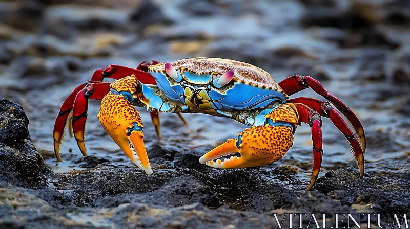 Vibrant Crab on Rocks AI Image