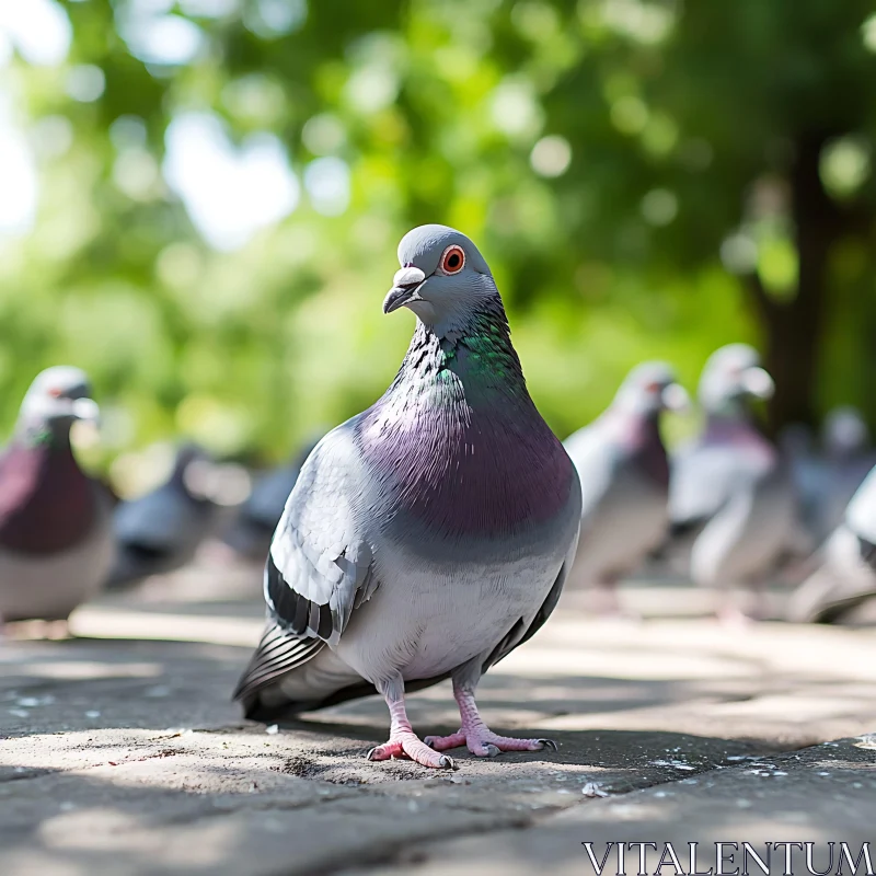 Pigeon Standing Out in a Crowd AI Image