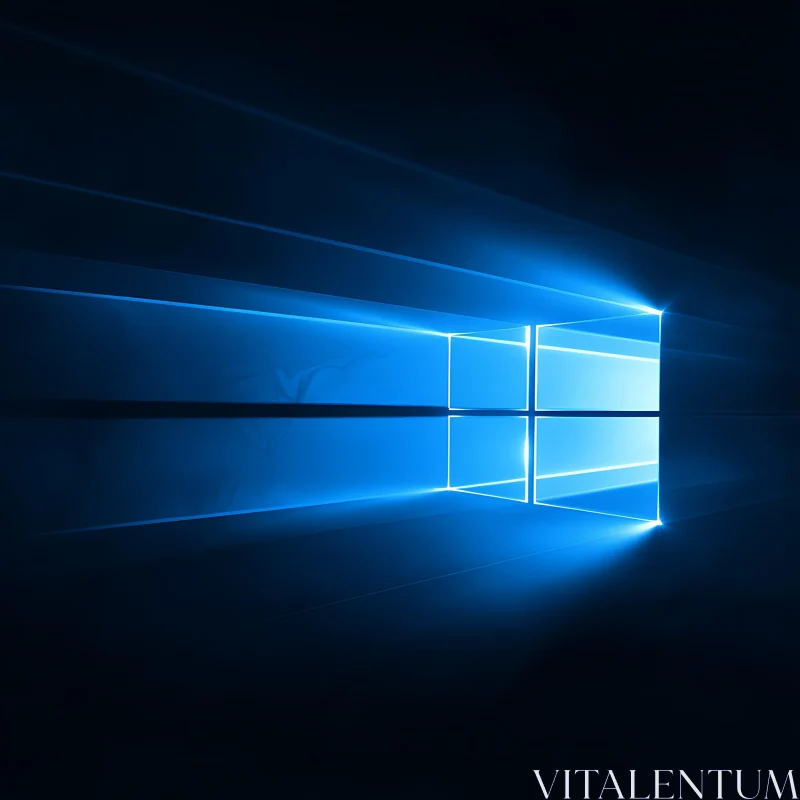 Futuristic Blue Light Window on Dark Background AI Image