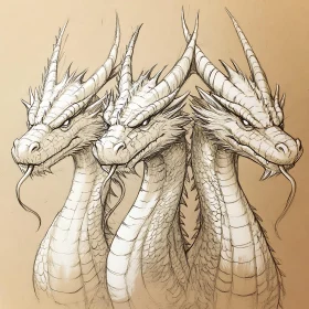 Mythical Hydra Dragon Drawing