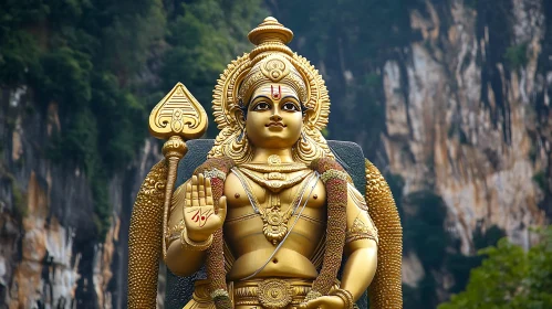 Serene Golden Statue in Natural Setting